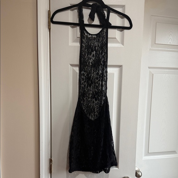 Dresses & Skirts - Black Lace Halter Mini Dress